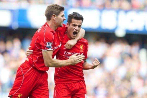 Steven Gerrard dan Philippe Coutinho saat masih membela Liverpool. (thisisanfield.com)