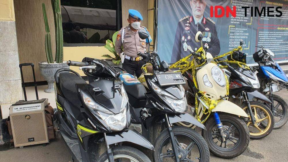 Barang bukti sepeda motor yang diamankan di Polres Metro Depok hasil dari tersangka curanmor di wilayah Kota Depok