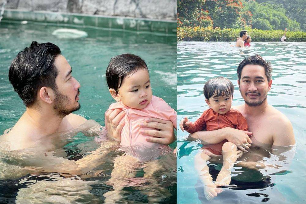 Jeje Govinda ajak anak berenang (instagram.com/ritchieismail)