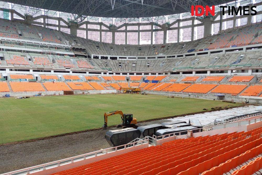 Update pembangunan Jakarta Internasional Stadium (JIS), Jumat (14/1/2022). (IDN Times/Uji Sukma Medianti)