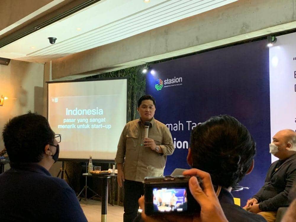 Erick Thohir saat memberikan penjelasan mengenai program pemerintah untuk mendukung start up Indonesia. Dok/istimewa
