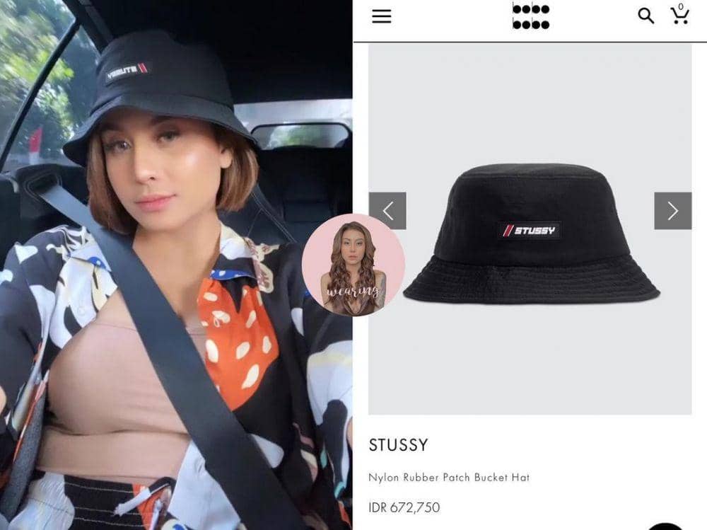 Awkarin memakai topi dari merk Stussy (instagram.com/awkarin.wearing)