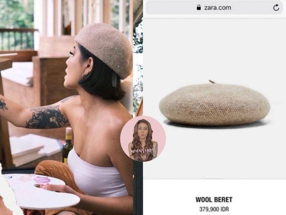 Awkarin memakai topi dari merk Zara (instagram.com/awkarin.wearing)