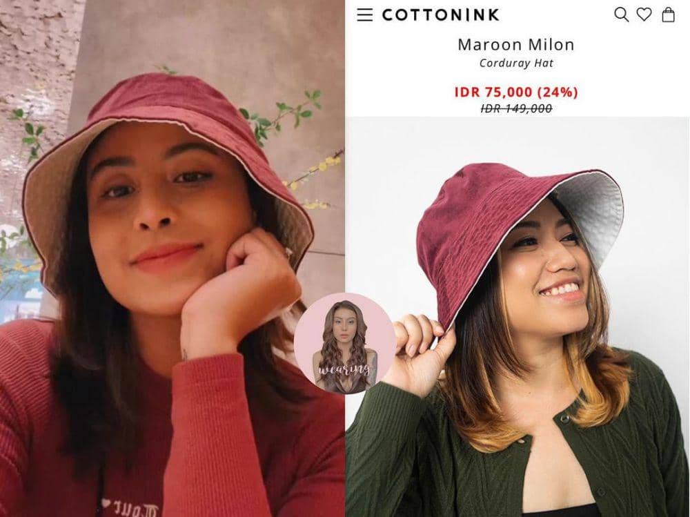 Awkarin memakai topi dari merk Cottonink (instagram.com/awkarin.wearing)