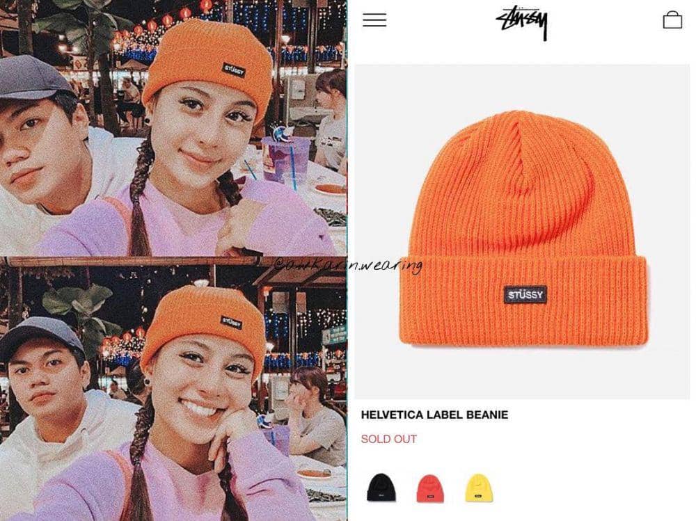 Awkarin memakai topi dari merk Stussy (instagram.com/awkarin.wearing)