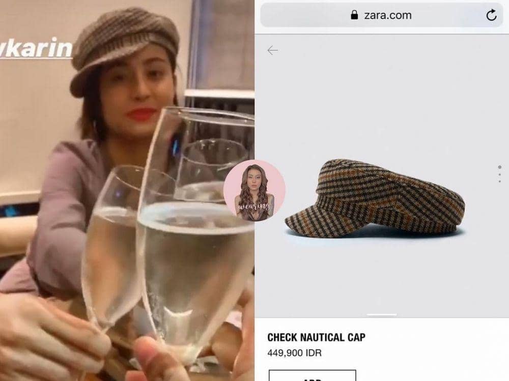 Awkarin memakai topi dari merk Zara (instagram.com/awkarin.wearing)