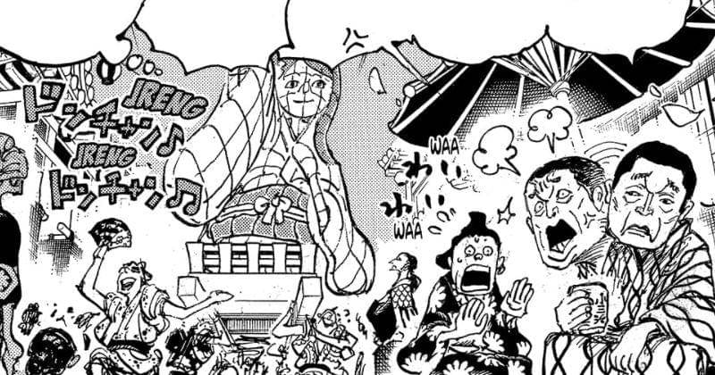 Keadaan Festival Api di ibu kota Wano. (Dok. Shueisha/One Piece)