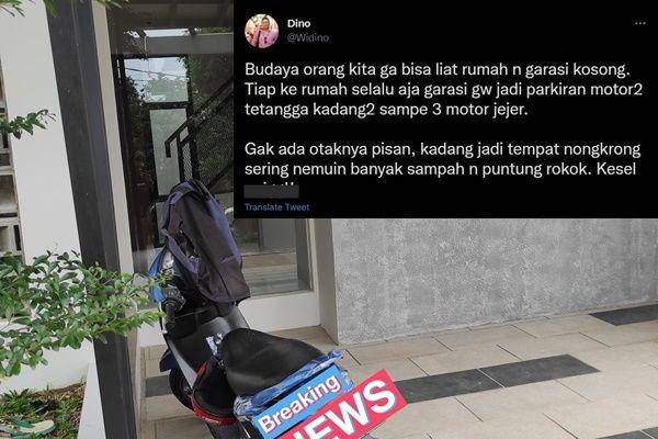 curhat tetangga parkir kendaraan di rumah orang (twitter.com/widino)