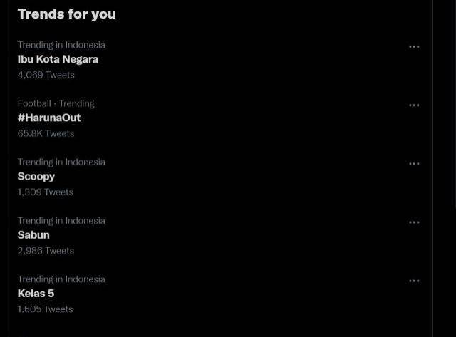 Tagar HarunaOut jadi trending topic Twitter (twitter.com)