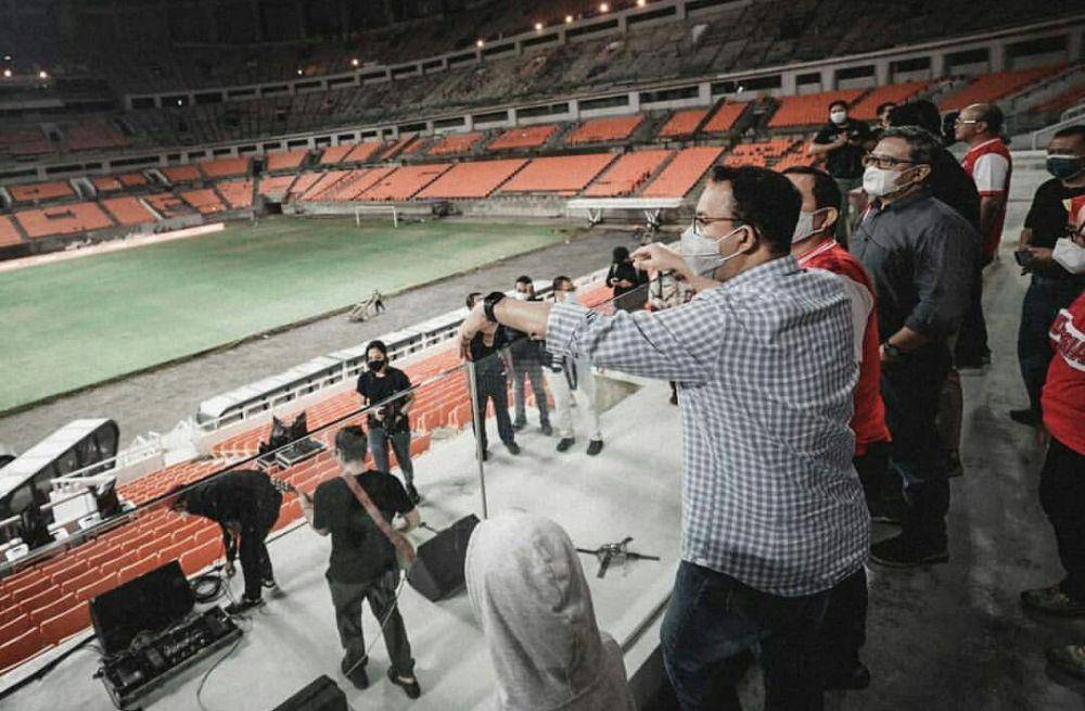 Nidji uji coba sound system di Jakarta International Stadium. (instagram.com/aniesbaswedan)