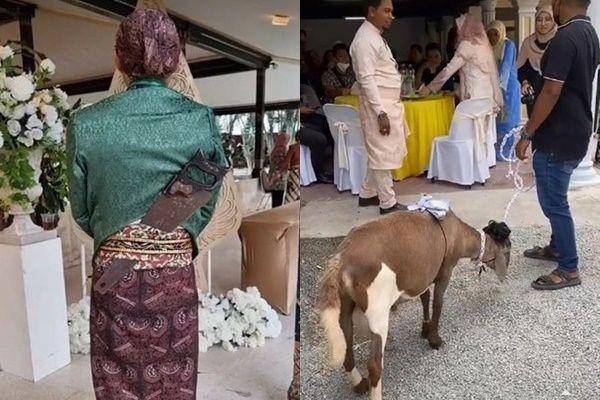 10 Potret Kocak Benda Absurd Dibawa ke Pernikahan, Untuk Apa sih?