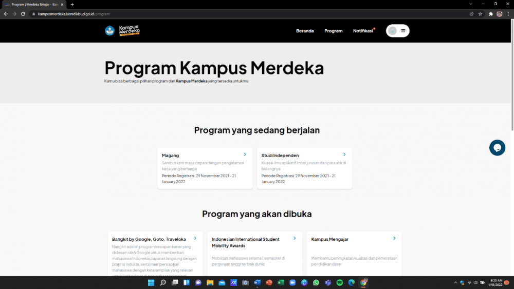 contoh : kampus merdeka