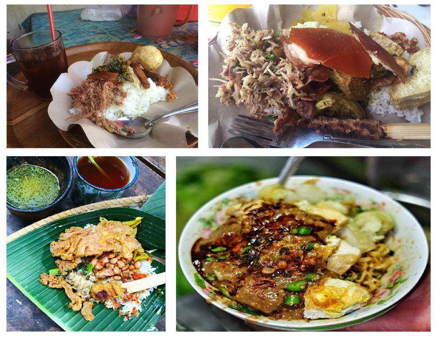 Kuliner di Desa Kesiman. (instagram.com/babiguling_menrepot|instagram.com/cauk_putra_prayasa|instagram.com/mie_badrun|instagram.com/myfoodyyy)