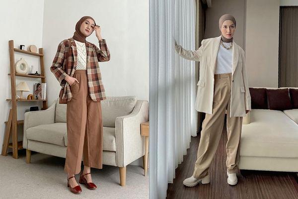 13 Ide Hijab Style dengan Suit ala Selebgram Inas Rana, Classy!