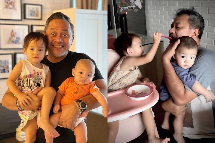 9 Potret Telaten Indra Brasco Asuh 2 Bayi Sekaligus