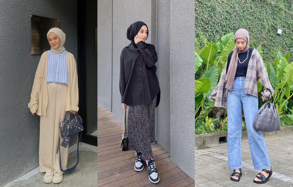 10 Inspirasi Padu Padan Kemeja ala Selebgram Hijab, Pas buat Kuliah