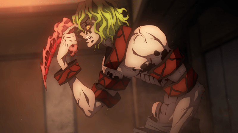 Gyutaro di episode 7 Entertainment District arc anime Kimetsu no Yaiba. (Dok. Ufotable/Demon Slayer: Kimetsu no Yaiba)