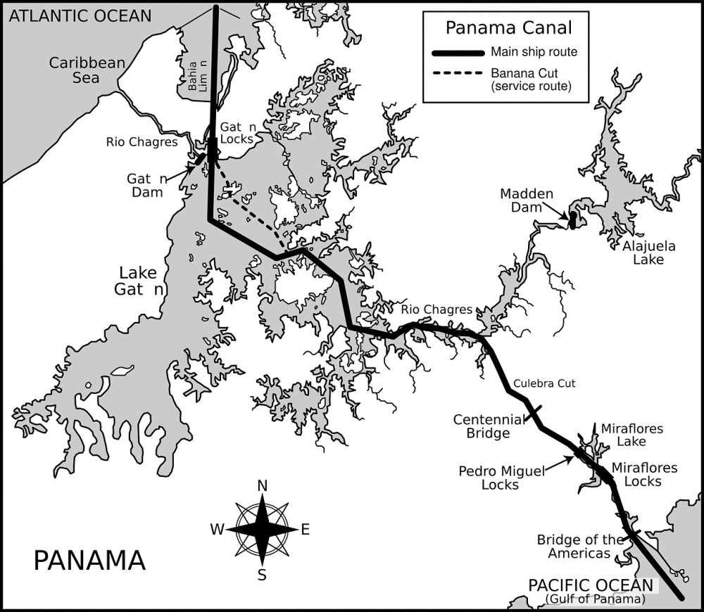 peta letak Terusan Panama (pixabay.com/Clker-Free-Vector-Images)