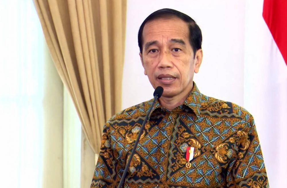 Presiden Jokowi hadiri Pertemuan Tahunan Industri Jasa Keuangan dan Peluncuran Taksonomi Hijau pada Kamis (20/1/2022). (youtube.com/Sekretariat Presiden)