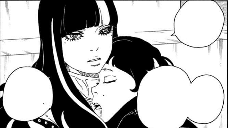 Eida menjelaskan yang ia tahu soal Karma baru Kawaki. (Dok. Shueisha/Boruto: Naruto Next Generations)