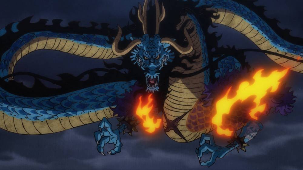Kaido berubah wujud menjadi naga. (dok. Toei Animation/One Piece)