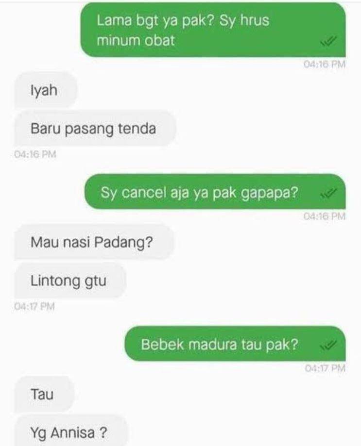chat driver ojek online buru-buru (instagram.com/newdramaojol.id)