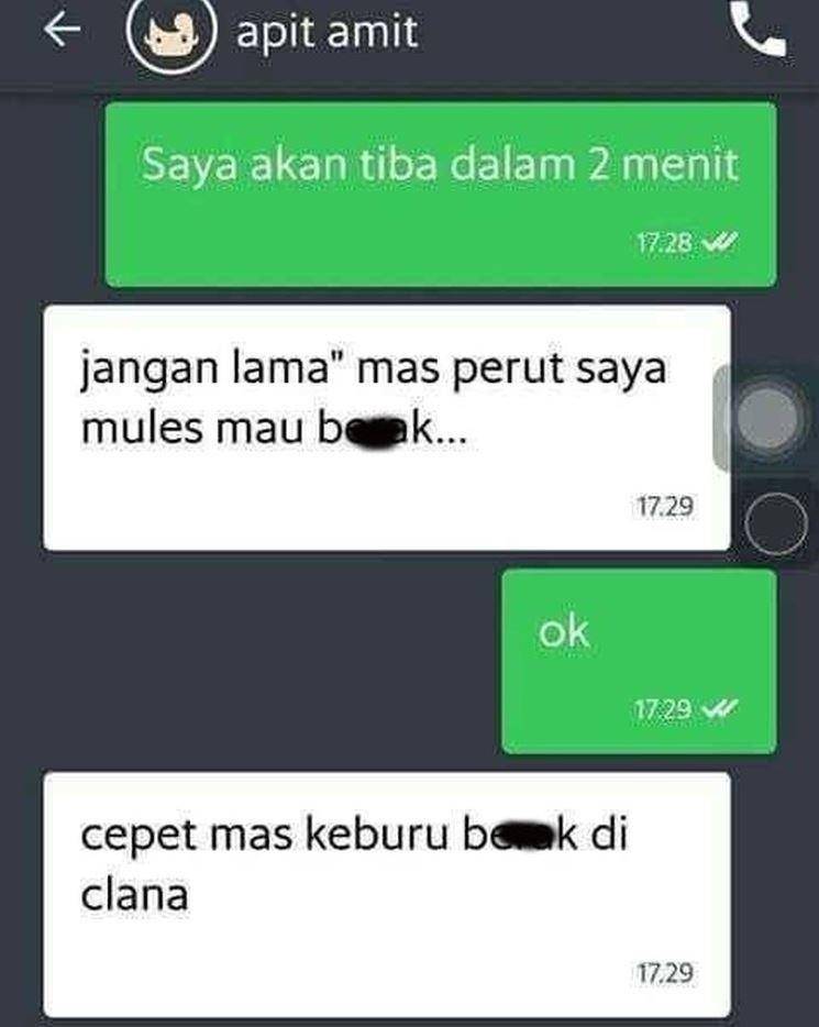 chat driver ojek online buru-buru (instagram.com/cerita_ojol.id)