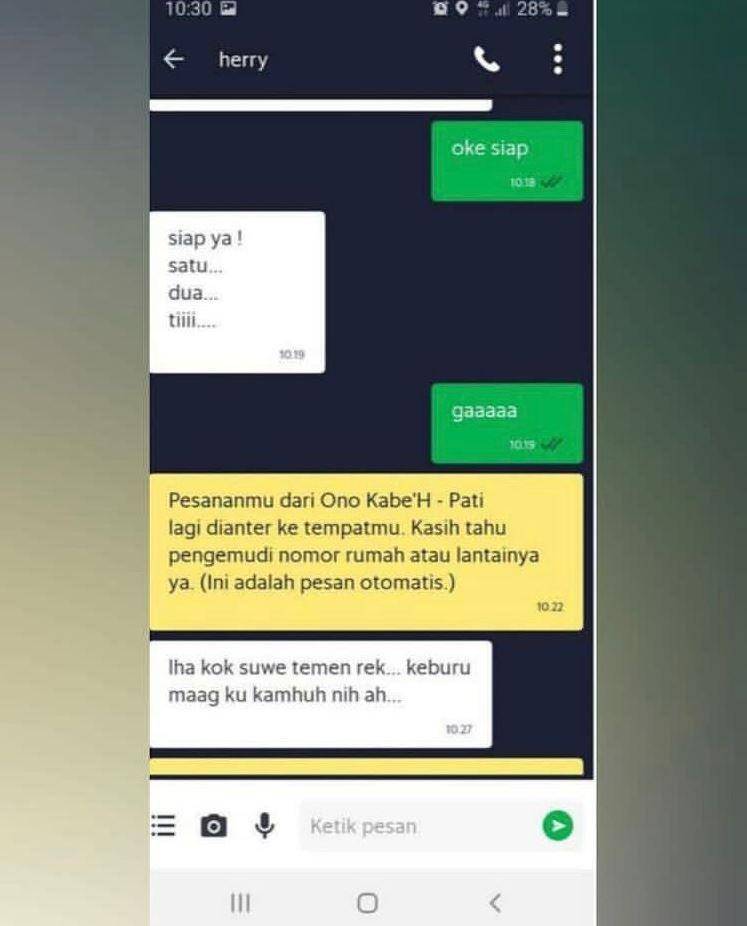 chat driver ojek online buru-buru (instagram.com/ojol.story)