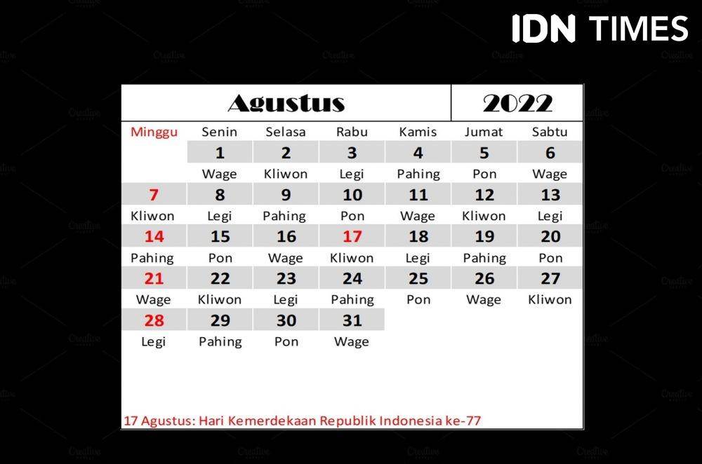 Kalender Agustus 2022. (IDN Times/Dian Septi Arthasalina)