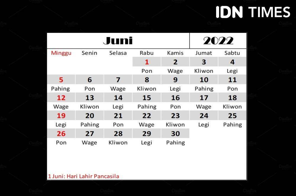 Kalender Juni 2022. (IDN Times/Dian Septi Arthasalina)