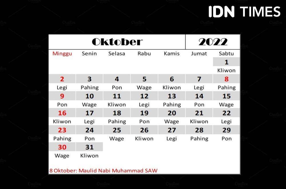 Kalender Oktober 2022. (IDN Times/Dian Septi Arthasalina)
