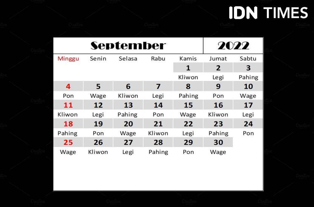 Kalender September 2022. (IDN Times/Dian Septi Arthasalina)