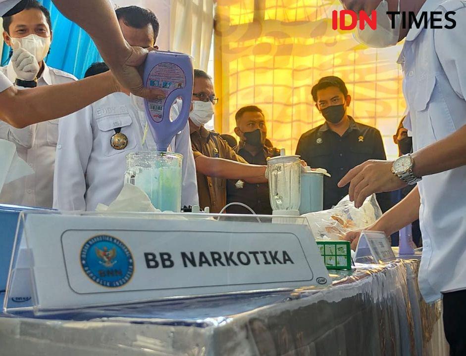 BNN Lampung Musnahkan Barang Bukti Sabu 2 Kg Lebih dari 5 Tersangka