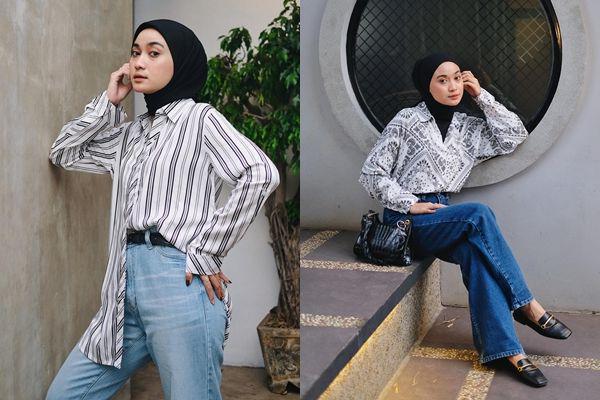 13 Ide Hijab Style dengan Kemeja ala Selebgram Alifia Diannisa