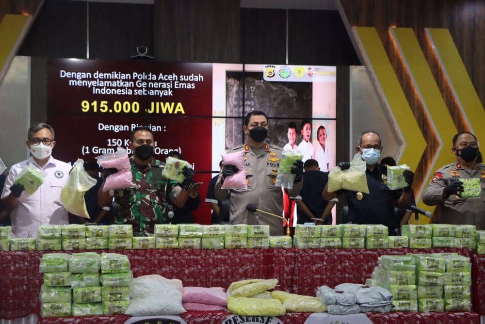 Polisi Aceh Bongkar Jaringan Internasional, Sita 150 Kilogram Sabu