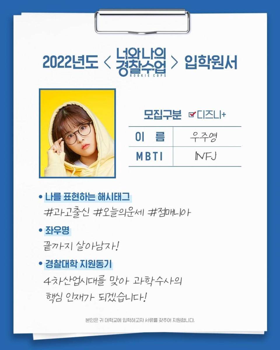 Self-profile Karakter Woo Joo Young Drama Rookie Cops (instagram.com/disneypluskr)