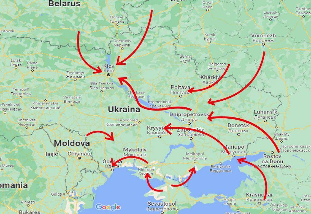 ilustrasi kemungkinan serangan Rusia ke Ukraina (www.google.com/maps)