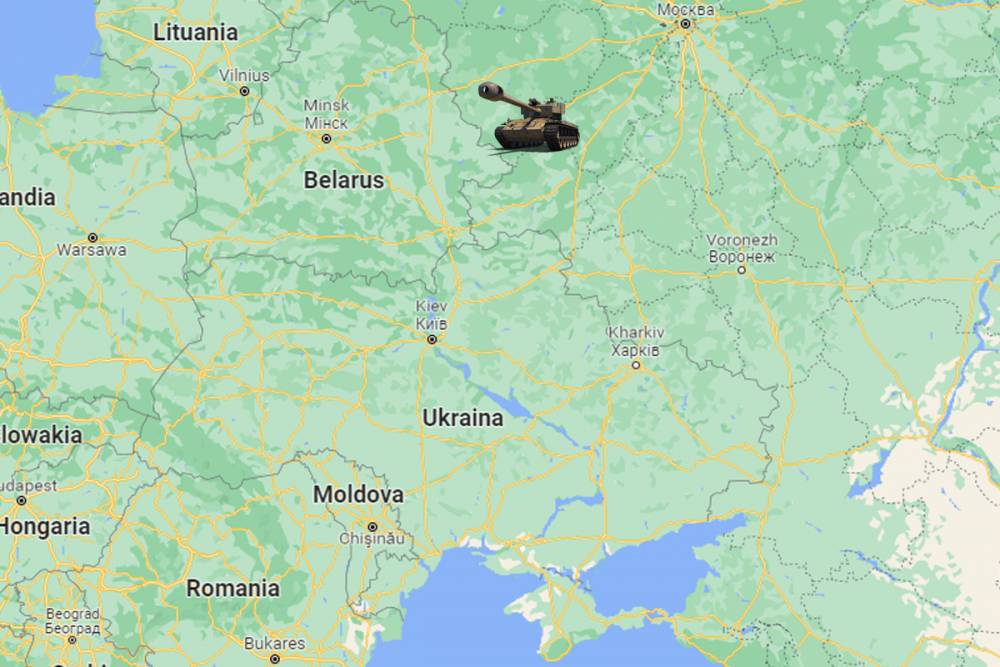 Ilustrasi letak pasukan Rusia di Yelnya (ditandai dengan tank) (www.google.com/maps)