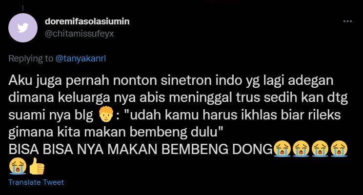 reaksi kocak Layangan Putus tayang di TV (twitter.com/chitamissufeyx)