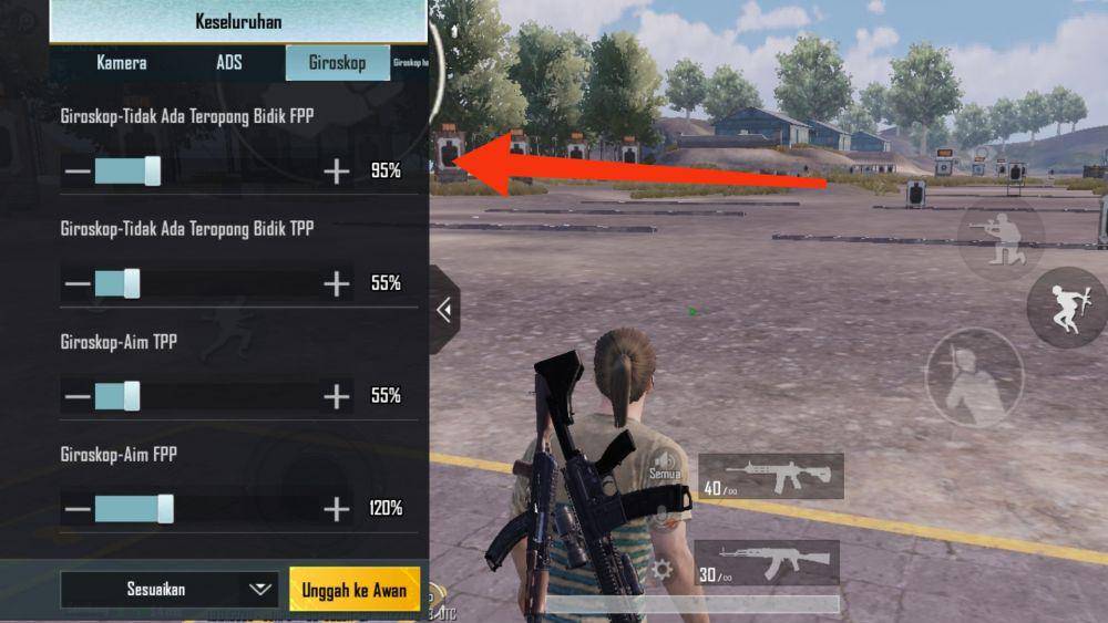 letak setting gyroscope tidak ada teropong bidik (dok.Pribadi/Sumahir Hidayanto)