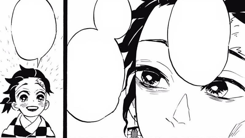 Momen Tanjuro menjelaskan dunia transparan ke Tanjiro. (Dok. Shueisha/Demon Slayer: Kimetsu no Yaiba)