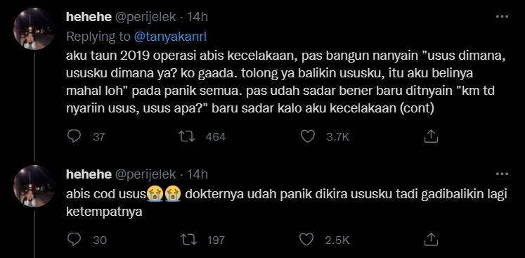 curhat kocak habis dibius operasi (twitter.com/perijelek)
