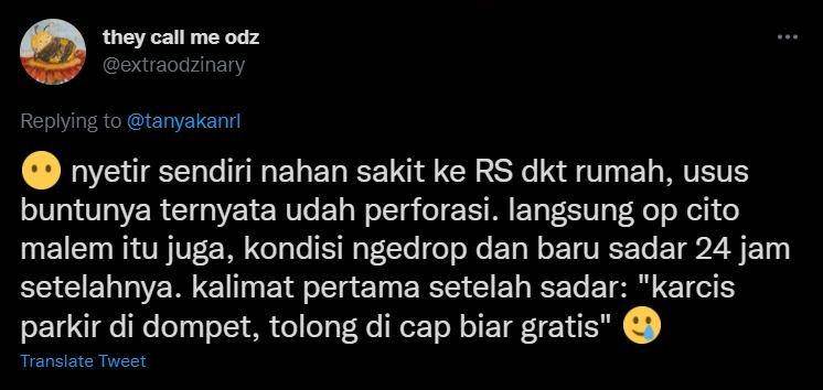 curhat kocak habis dibius operasi (twitter.com/extraodzinary)