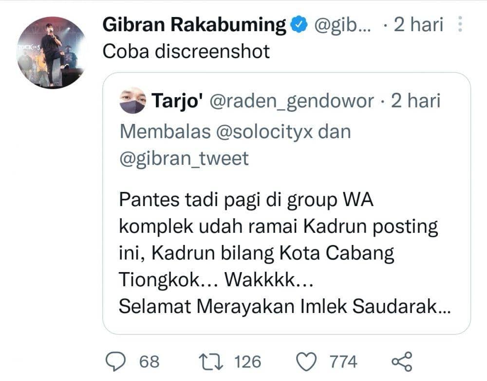 Twitter @gibran_tweet