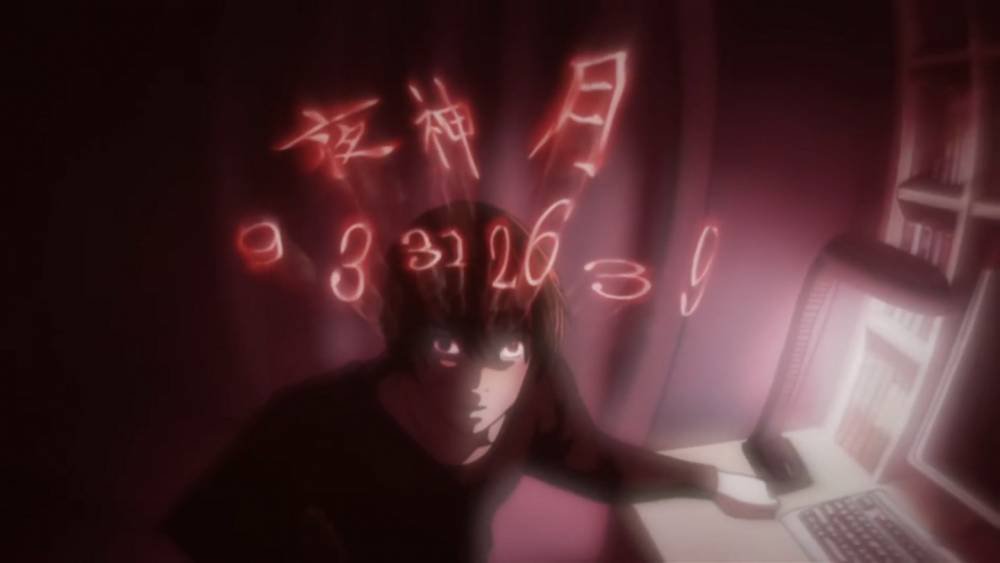 Ryuk melihat nama dan sisa umur Light. (dok. Madhouse/Death Note)