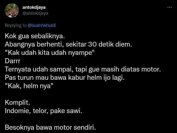curhat memalukan saat naik ojol (twitter.com/antokdjaya)