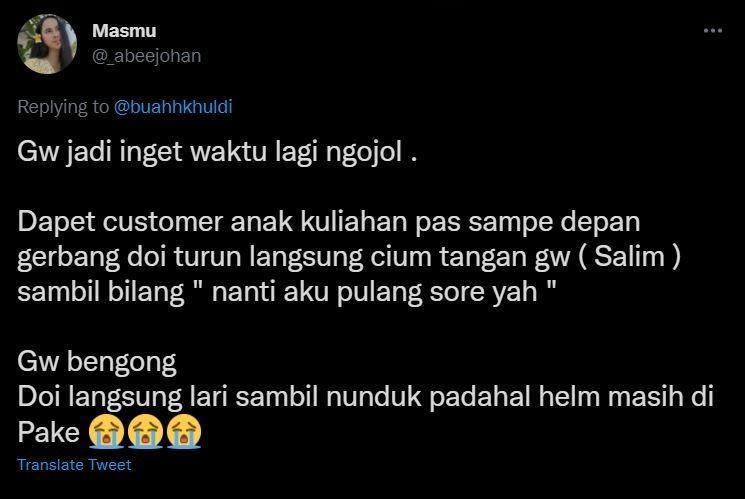 curhat memalukan saat naik ojol (twitter.com/_abeejohan)