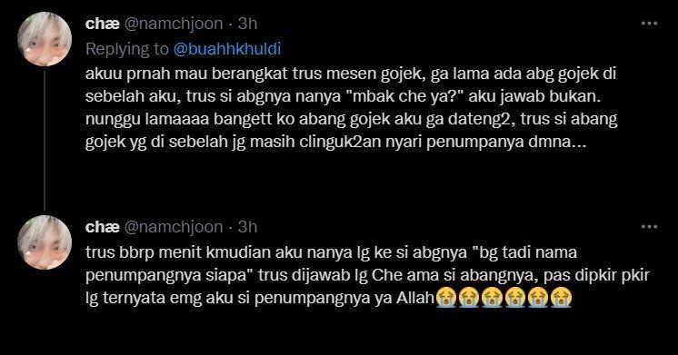 curhat memalukan saat naik ojol (twitter.com/namchjoon)