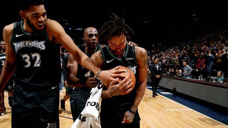 Derrick Rose usai mencetak 50 poin untuk Minnesota Timberwolves di NBA. (sportingnews.com)