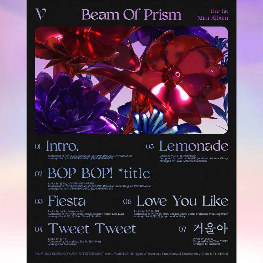 tracklist VIVIZ di 1st mini album bertajuk Beam of Prism (instagram.com/viviz_official)